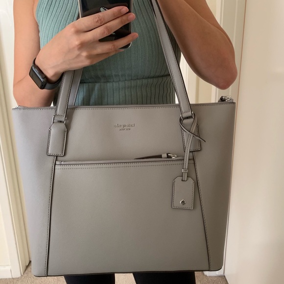 KATE SPADE CAMERON LARGE POCKET TOTE TAUPE GRAY - Picture 3 of 8